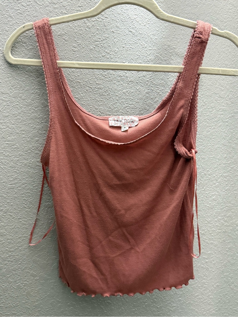 Pink Rose Dusty Rose Ribbed Scoop Tank